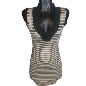 Heartbeat Striped Sleeveless V-Neck Bodycon Dress Size XS